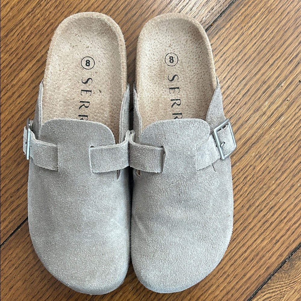 SERRA Gray Suede Slip-On Clogs